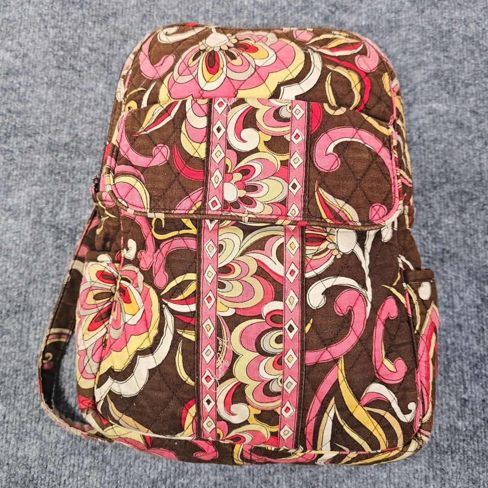 Vera Bradley Mod Floral Pink Quilted Backpack Small Bookbag Purse Retired Y2K